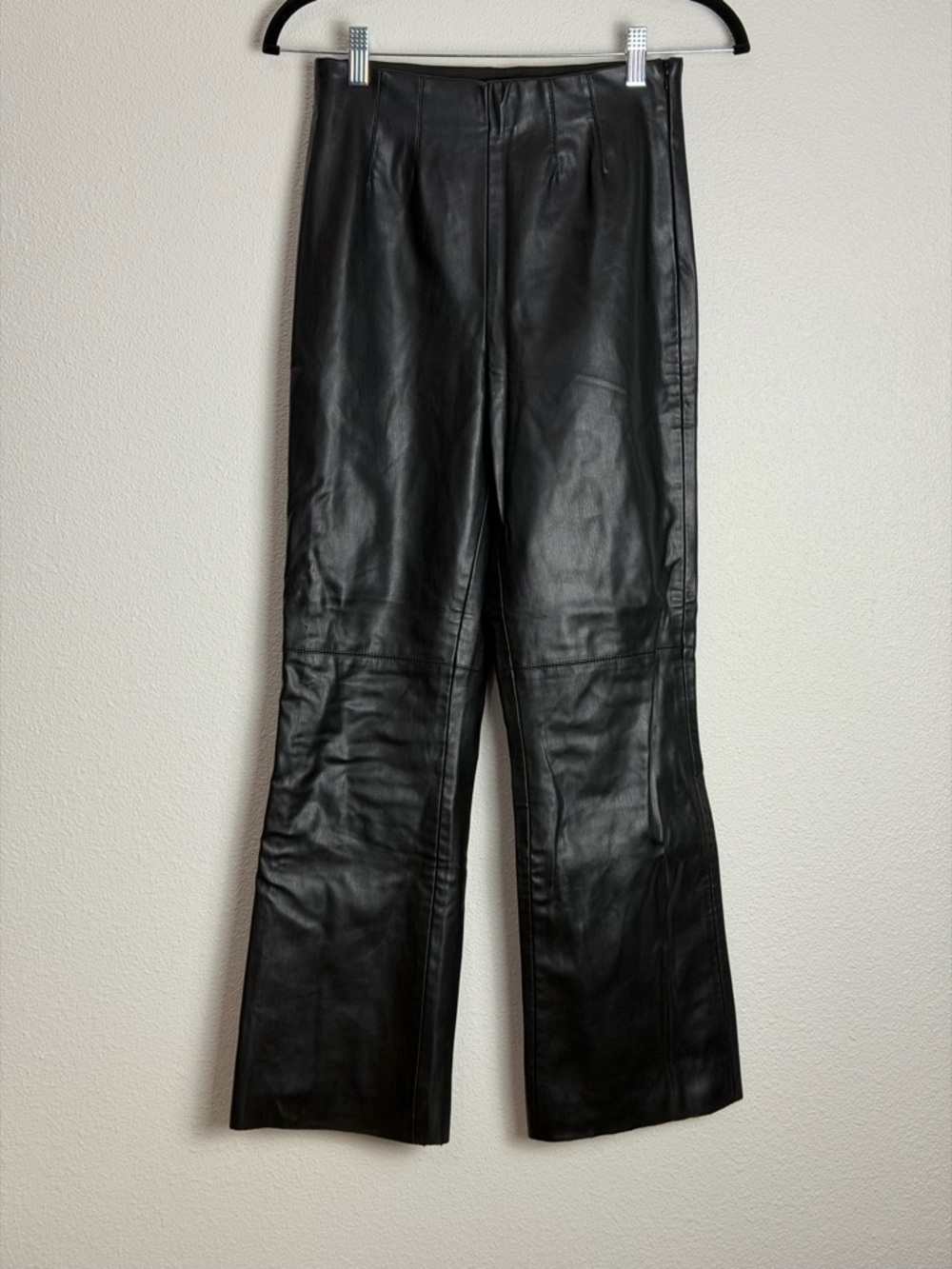 ZARA BLACK VEGAN LEATHER HIGH WAISTED PANTS SMALL #32